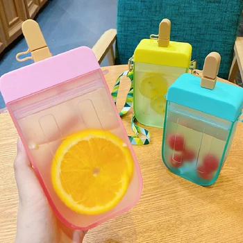 300ml Drăguț Paie Ceașcă de Plastic Nou Popsicle Sticla de Apa BPA Free Transparent Suc de Băut Cupa Potrivit pentru Copii Adulți