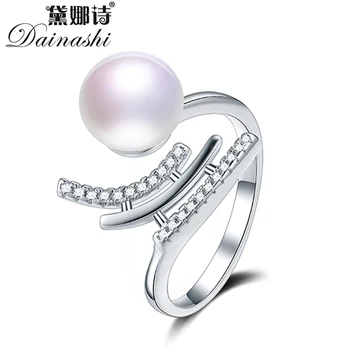 Dainashi argint 925 cristal de zircon inel reglabil de moda de cultură de apă dulce pearl inel fin de bijuterii cadouri pentru femei