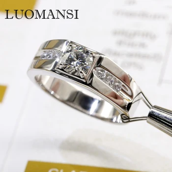 Luomansi Real 1 Carat Moissanite Oameni Inel De Nunta Logodna S925 Argint Bijuterii Trecut Diamant Test