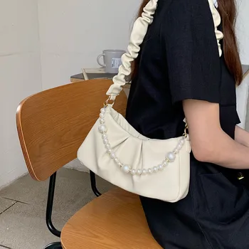 Ori Femei Ghearele Design lanț Pearl Sling geanta pentru femei Axilare saci de Umăr Mică, din Piele PU pentru Femei geantă de mână de Lux bolsa