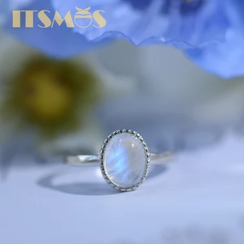 ITSMOS Albastru Luminos Piatra Inele de Argint de Lux Piatră prețioasă Naturale 10mm Banda de Bijuterii Ovala Clasica pentru Femei Iubitor de Inele Cadou