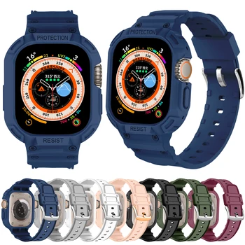 Trupa + Caz Pentru Apple Watch Curea 8 Ultra 49mm iWatch Seria 8 Ultra 49mm Sport Încheietura mâinii Transparante Bratara de Silicon Watchbands