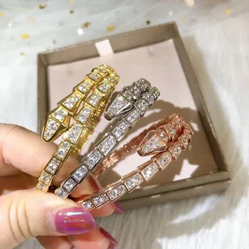 Moda clasic European hot de bijuterii argint 925 șarpe os plin de diamante bratara pentru femei brand de lux cadou