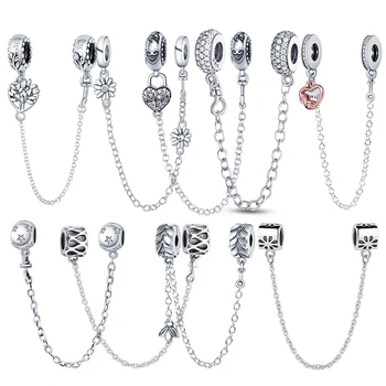 plata farmecul ley 925 original se potrivesc Pan brățară colier pentru femei Nou lanț de siguranță, farmecul șirag de mărgele de argint 925 pandantiv bijuterii
