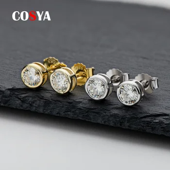 COSYA Real 1 Carat Moissanite Diamant Cercei Stud Pentru Femei 100% Argint 925 Spumante Petrecere de Nunta Bijuterii Fine Cadou