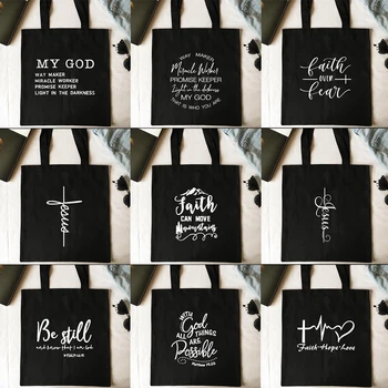 Pungi De Cumpărături Mod De Filtru De Minuni Doamne Creștine Canvas Tote Bag Credința, Speranța Iubesc Pe Isus Imprimare Reutilizabile Umăr Geanta