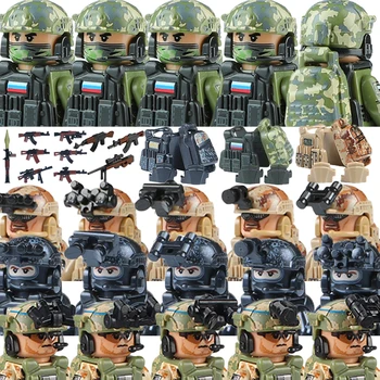 Militar Rusia Soldat al Forțelor Speciale Bloc Oraș de Poliție SWAT Alfa Cifre Armata Arma Arma Armura Casca Cărămizi de Jucărie Băiat