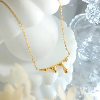 Amaiyllis Aur de 18K Lux Lumina Waterdrop Lava Colier Pandantiv Moda Simplu Clavicula Lanț Colier Bijuterii