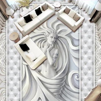 European Stil 3D Sculptura în Relief Gresie Living Dormitor Hotel PVC autoadezive, rezistent la apa Podea Murală Wallpaper 3 D