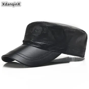 XdanqinX Cap de Piele Barbati Capace Plate din Piele Capac Bărbați Armată Militar Pălărie Branduri de Moda Capac de piele de Oaie Piele de Bătrâni Pălării