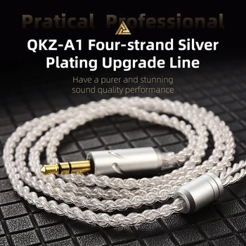 QKZ A1 Pavilioane argint placat cu 4 core upgrade cablu QDC 2PIN mufă de 3,5 MM pentru căști upgrade de sârmă pentru KZ ZSN PRO X ZS10 pro ZEX