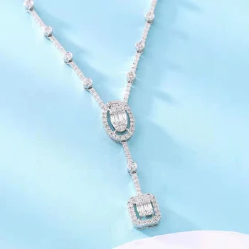 18K Aur Alb cu Diamante Naturale de Lux Pandantiv Colier pentru Femei Petrecerea de Logodna Bijuterii Fine