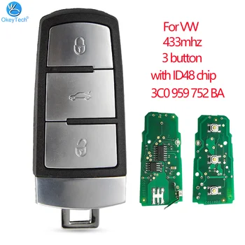 OkeyTech Pentru VW Control de la Distanță Inteligent Cheie 433Mhz ID48 Sticlă Transponder Chip 3C0959752BA 3 Butoane Pentru Passat CC B6 B7 B5