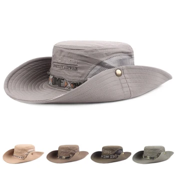 Drumeții Parasolar Pescuit Pălărie Om Ochiurilor De Plasă Respirabil Boonie Hat Margine Largă Pălărie Găleată În Aer Liber Safari Vara Spălat Bumbac Ghețar Pălărie