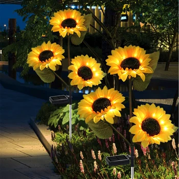 6PCS Floarea-soarelui Lumina Solara Gazon Lampa pentru Gradina, Curte, Gazon, Terasa rezistent la apa Solar de Floarea-soarelui Lumină Peisaj Decor de Lumină