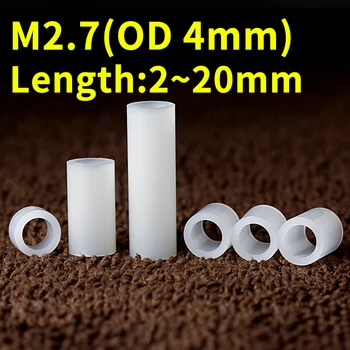 M2.7 Lungime:2mm~20 mm Nylon Alb de Plastic cu Telecomanda Metrice Distanțier PCB Gol Impas Alb NonThreaded Bord