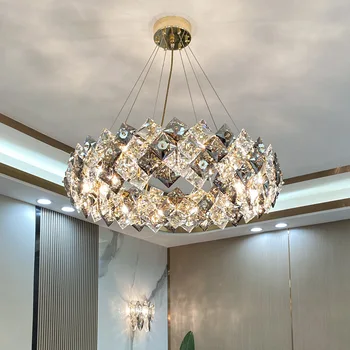 Moderne de Cenușă Candelabru de Cristal de Lux LED-uri Transparente de Lumină Pandantiv Living Sufragerie Dormitor Bucatarie Suspensie Lampă de Agățat