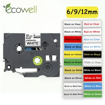 Ecowell 20Colors 6/9/12mm Compatibil 211 221 231 Laminat eticheta banda 121 131 431 531 631 compatibil pentru aparat de etichetat