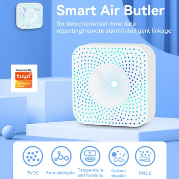 Tuya Zigbee Smart Caseta de Aer Calitatea Aerului Monitorizarea CO2, COV Detector de Gaz Senzor de Automatizare Alarma de uz Casnic Temperatur Senzor de Umiditate