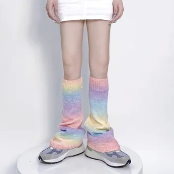 Bomboane Culori Gradient de Culoare jambierele Tricotate Irizate Y2k Japoneză Vițel Șosete de Lână Șosete Picior Acoperi JK Accesorii