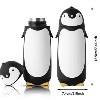 Pinguin din Oțel Inoxidabil Vid Termos Cana de Ceai Sticla de Apa de Cafea Balon pentru Copii Copiii Student 9.5 oz Negru