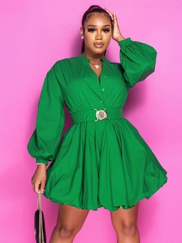 Noi African Rochii Pentru Femei Vetement Femme Dashiki Tricou Verde Africa De Haine Dashiki Ankara Rochii Doamnelor Cu Centura De Talie