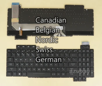 Canadian, Belgian Nordic Swiss German Keyboard Pentru Asus ROG Strix GL503VD GL503VM GL503GE GL703GE GL703VD GL703VM, RGB cu iluminare din spate