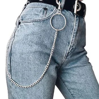 New Rock Punk Pantaloni Cârlig Lanț Curea 40cm Argintiu Metalic Centura de Talie Lant Hip Hop Curele Lanț Bărbați Femei Pantaloni 8005