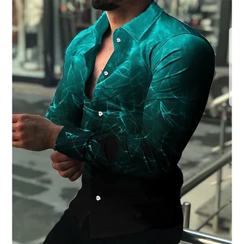 Sociale de Epocă Cămăși Pentru Bărbați Supradimensionate Tricou Casual Stripe Print Topuri cu Maneci Lungi pentru Bărbați Îmbrăcăminte de Streetwear Cardigan Bluze