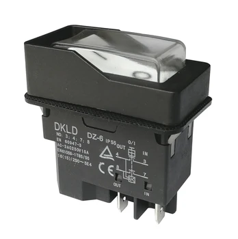 DKLD DZ-6 220V Impermeabil Electromagnetice Comutator Buton pentru Sucursala Shredder 15A 4-Pini IP55, Alb