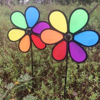 1buc Nou Curcubeu Colorat Dazy Floare Rotativa de Vânt Moara de vânt Gradina Curte în aer liber, Decor 50cm lung