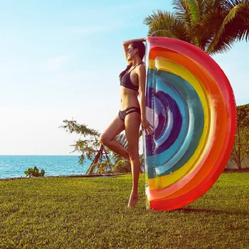 Vara Gigant Curcubeu Piscină Plutitoare Gonflabile Saltea De Aer Inel De Înot Cerc Insula Apă Rece Partid Jucărie Boia Piscina