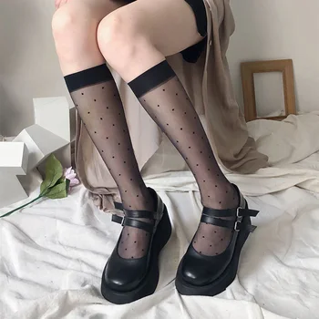 Sexy Dot Ciorapi Femei Coapsa Inalta Șosete Femeie Transparente Subțiri Lungi Ciorapi De Picior Rochie De Vara Neagra Calcetine Medias