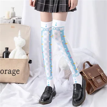 Drăguț Aripa de Imprimare Lolita Over-the-genunchi Timp Coapsei Șosete Drăguț Japoneză Stil de Colegiu Loli Ciorapi pentru Femei Rochie de Moda si Subtire