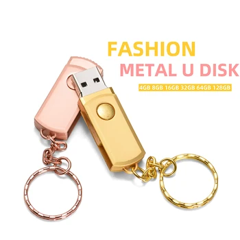 JASTER de Mare Viteză USB Flash Drive 8GB 16GB 32GB 64GB 128GB Rose Gold Metal Pen Drive Cheie Lanț Memory Stick U Disc Logo-ul Personalizat
