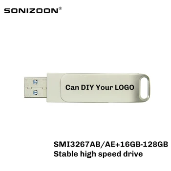 Suport Personalizat LOGO-ul Rotativ de Metal USB Flash Drive SMI Schema de 8GB 16GB 32GB 64GB 128GB Stabile de Mare viteză pen drive