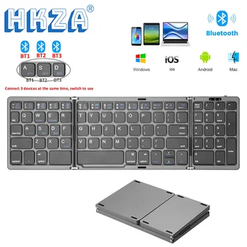 Mini Trei Pliere Tastatură Bluetooth Telefon Mobil, Tabletă cu Tastatură Numerică Bluetooth Wireless Keyboard 3-Dispozitiv de Sincronizare