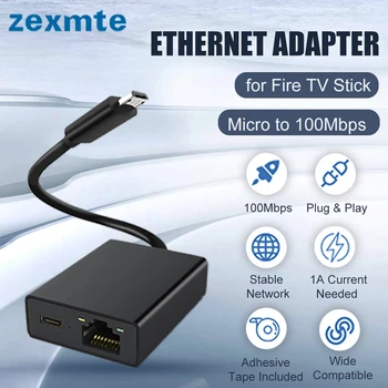 Zexmte Adaptor Ethernet pentru Foc TV Stick Micro la 100Mbps placa de Retea pentru Chromecast Audio Ultra Google Ethernet Adapte