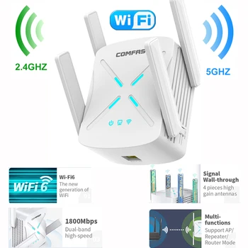 5G WiFi Repeater 1800Mbps Wifi Extender de Retea Wi-Fi, Amplificator de Semnal 2.4 G cu Rază Lungă Gigabit Wireless Repeater 3 Modul WiFi6