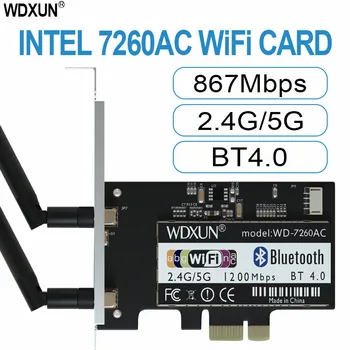 Desktop WIFI PCI Express 7260AC 2.4 GHz/5GHz Wi-Fi Inteligente PCIe Bluetooth 867 4.0 wifi card desktop PCIE WIFI AC-7260
