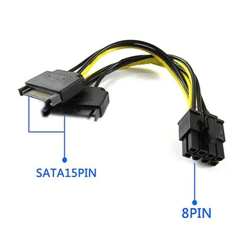 Dual SATA 15pin la 8pini Card Grafic Cablu Adaptor de Alimentare 20cm SATA, PCIE Cablul de Alimentare 8p la SATA pentru Bitcoin Miner Minier