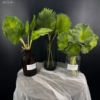 SunMade 3 Buc/Pachet Nordic Monstera Frunze de Lotus, Frunze de PU Plante Artificiale Decorative Palm Garden Decor Acasă Accesorii