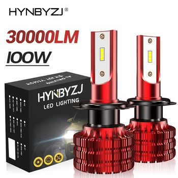 HYNBYZJ H4 H7 LED-uri Auto Bec Far 100W 30000LM H1 H8 H9 H11 9005 9006 HB3 HB4 Mini Auto Lumina de Ceață Far 12V 24V