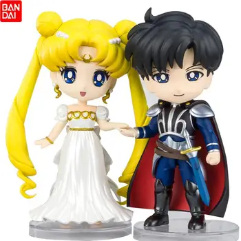 Original Bandai Sailor Moon Figuarts Mini Destul De Tutore Printesa Serenity Prințul Endymion Anime Kawaii Acțiune Figura Model De Jucărie