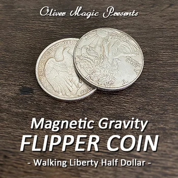 Magnetic Greutate Flipper Monedă (de Mers pe jos Libertate Jumătate de Dolari) de Oliver Trucuri de Magie Magician Aproape Iluzii Truc de Mentalism