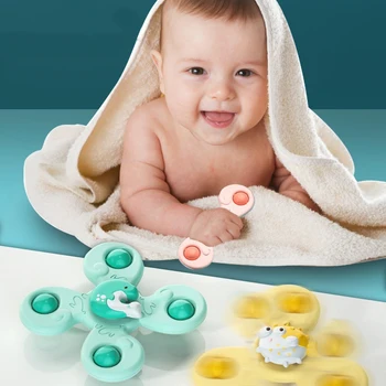 Montessori Spin Top Baie De Jucării Pentru Copiii 1 Ani Fraier Spin Baie Ventuza De Baie Pentru Copii Sunătoare Teether Cadou