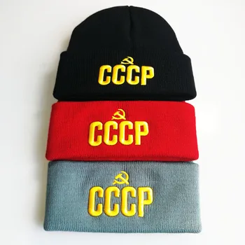 Noul URSS CCCP 3D broderie căciulă tricotată capac flexibil de bumbac casual capace de moda pentru femei căciuli bărbați de iarnă pălării calde en-gros