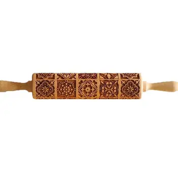 1 BUC Noi din Lemn de Relief de Copt Instrumente de Flori Aluat Gravate Grilă Pătrat Cookie-uri Mucegai sucitor