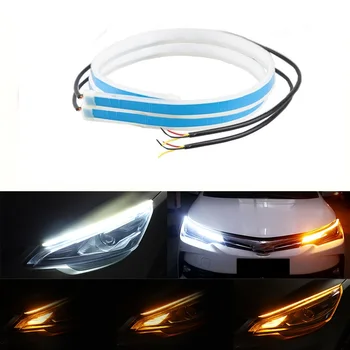 2 BUC DRL Auto Flexibil Lumini de Zi cu LED Lampa de Semnalizare Far rezistent la apa 30 cm 45 cm 60 cm Alb Roșu Galben Albastru