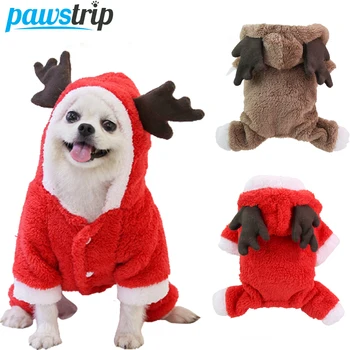 Pawstrip Crăciun Câine de Companie Salopeta Îngroșa Cald Iarna Câine Haine de Pisică de Pluș Catelus Îmbrăcăminte pentru Chihuahua Teddy Câine Consumabile
